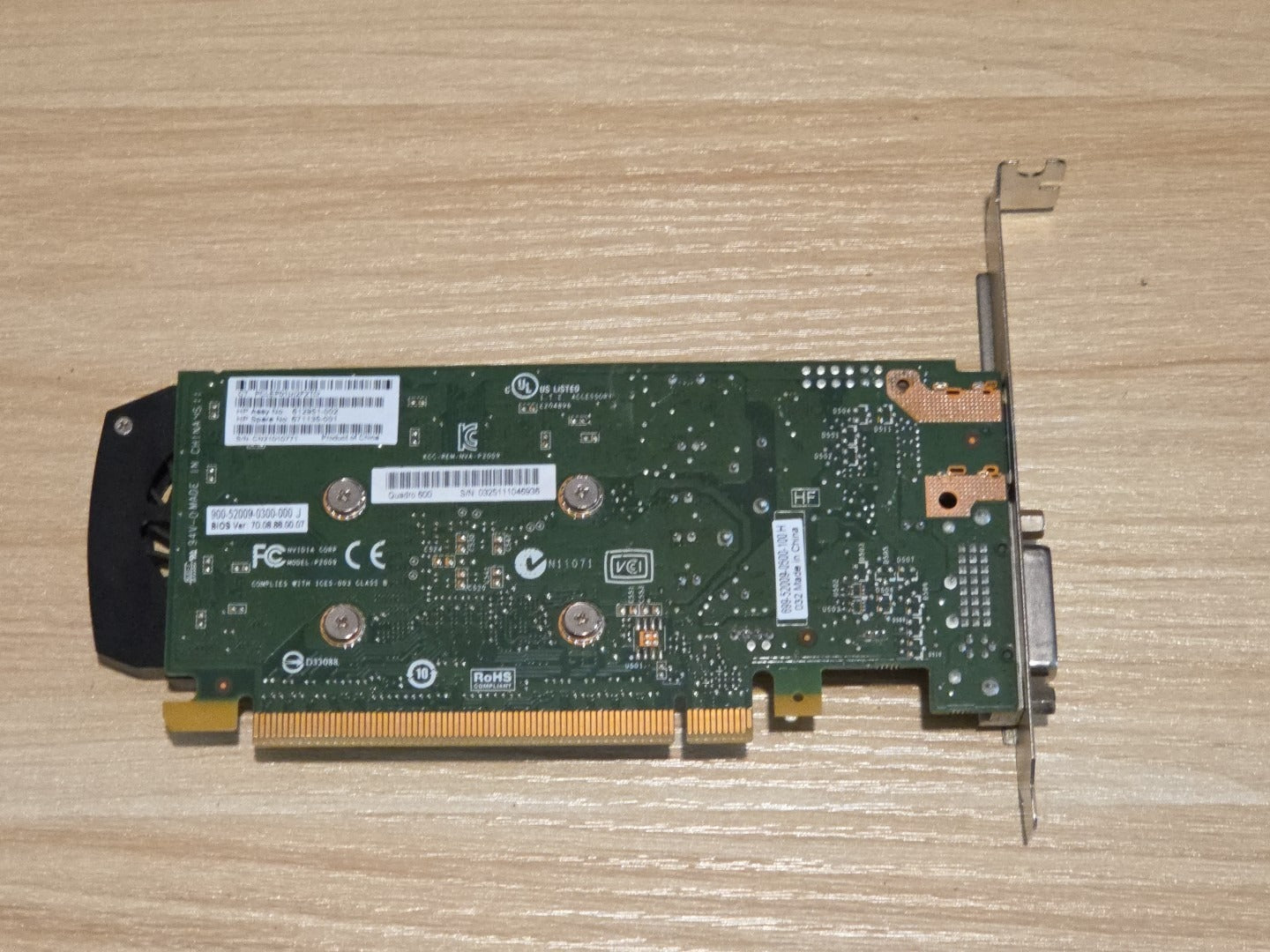 HP NVIDIA Quadro 600 1GB PCIe x16 DVI DP Graphics Card 682293-001 671135-001