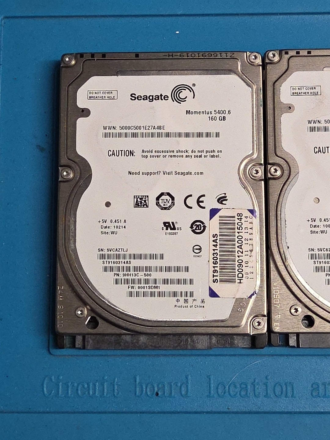 LOT 2 Seagate Momentus ST9160314AS 160GB 5400RPM 2.5' SATA 3.0Gb/s Hard Drives