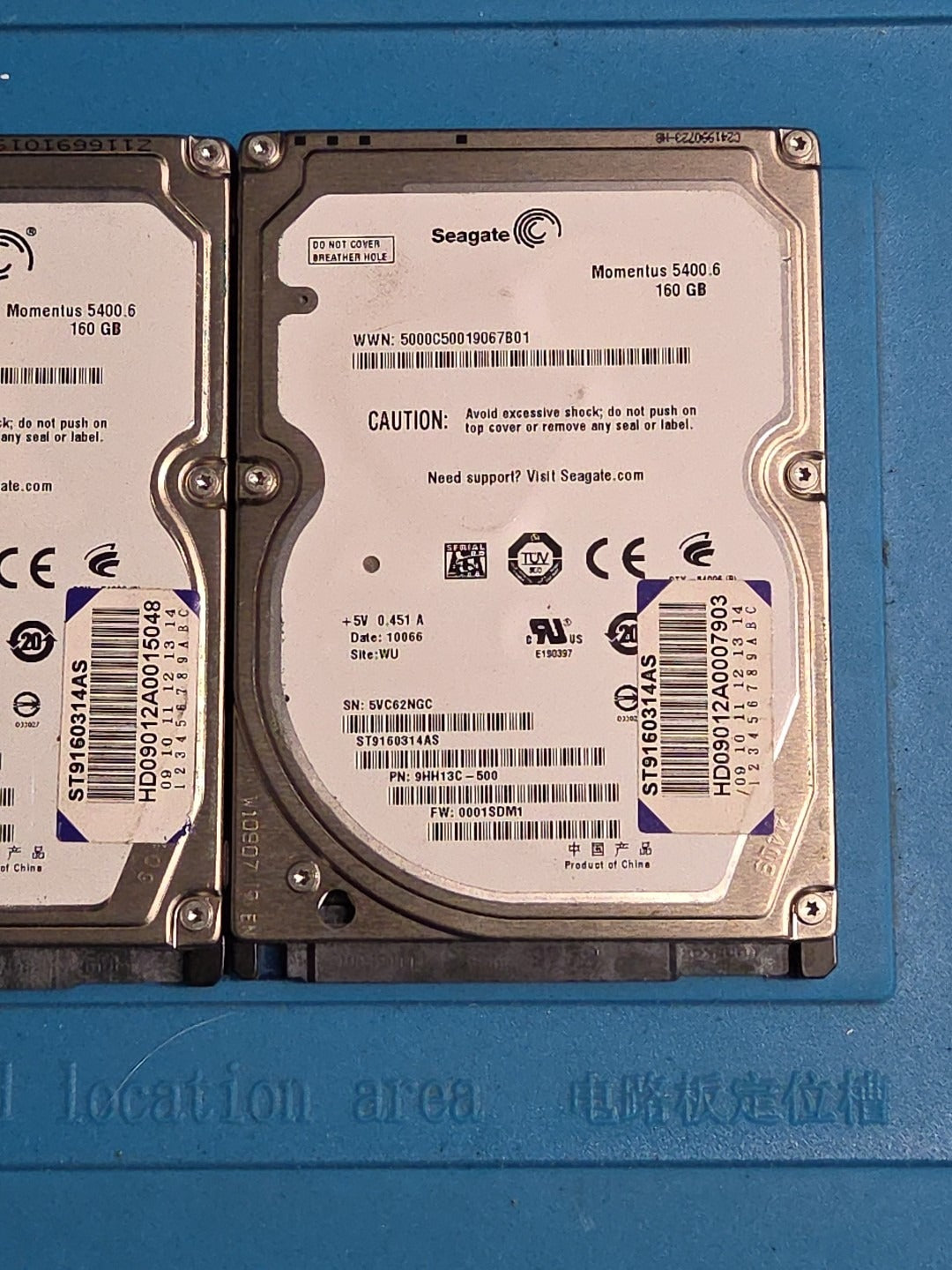 LOT 2 Seagate Momentus ST9160314AS 160GB 5400RPM 2.5' SATA 3.0Gb/s Hard Drives