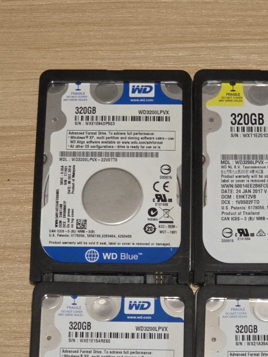 LOT 4 Western Digital WD3200LPVX 320GB 5400RPM 2.5" SATA 3.0Gb/s Hard Drives HDD