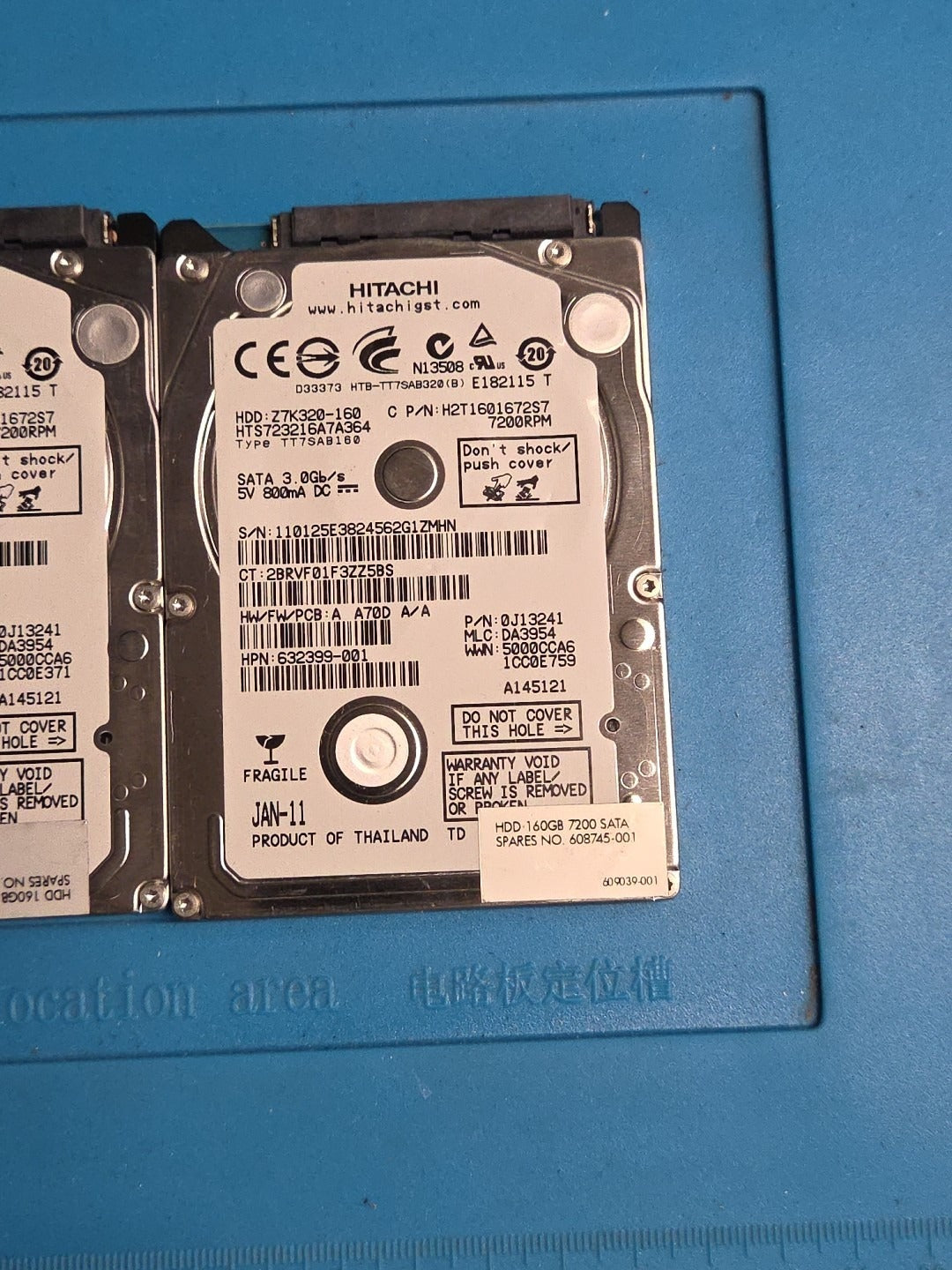 LOT 2 Hitachi ZK320-160 HTS723216A7A364 160GB 7200RPM 2.5 SATA 3.0Gbs Hard Drive