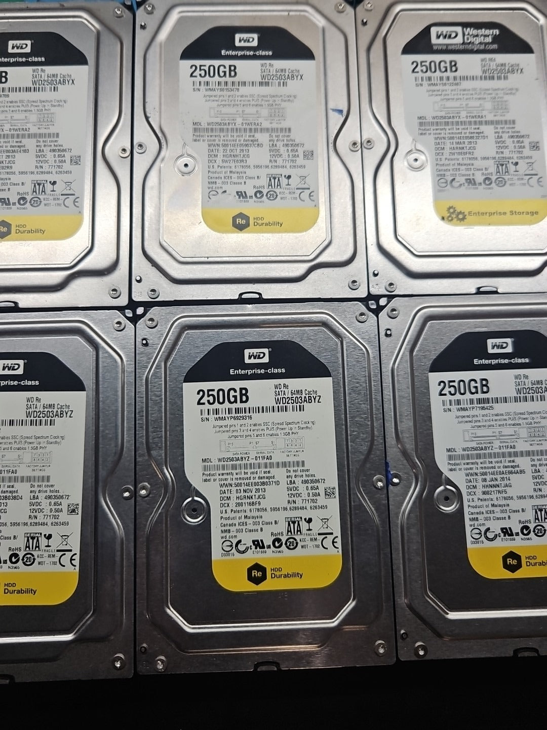 LOT 10 Western Digital WD2503ABYX/Z/S Enterprise/Durability 250GB 72KRPM 3.5 HDD