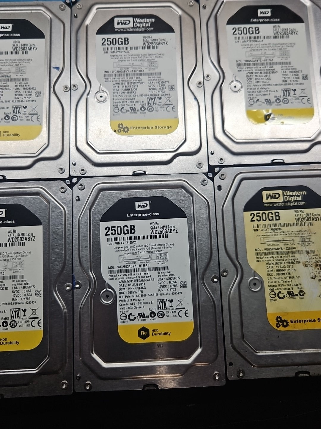 LOT 10 Western Digital WD2503ABYX/Z/S Enterprise/Durability 250GB 72KRPM 3.5 HDD
