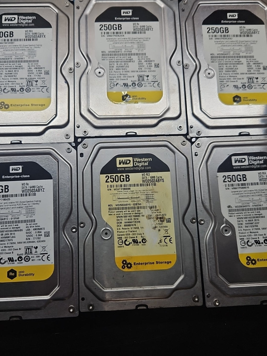 LOT 10 Western Digital WD2503ABYX/Z/S Enterprise/Durability 250GB 72KRPM 3.5 HDD