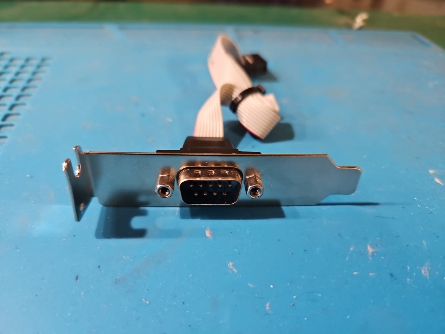 DB9 DB-9 RS232 9-Pin Com Port Serial Header w/ Ribbon Cable Low Profile Bracket