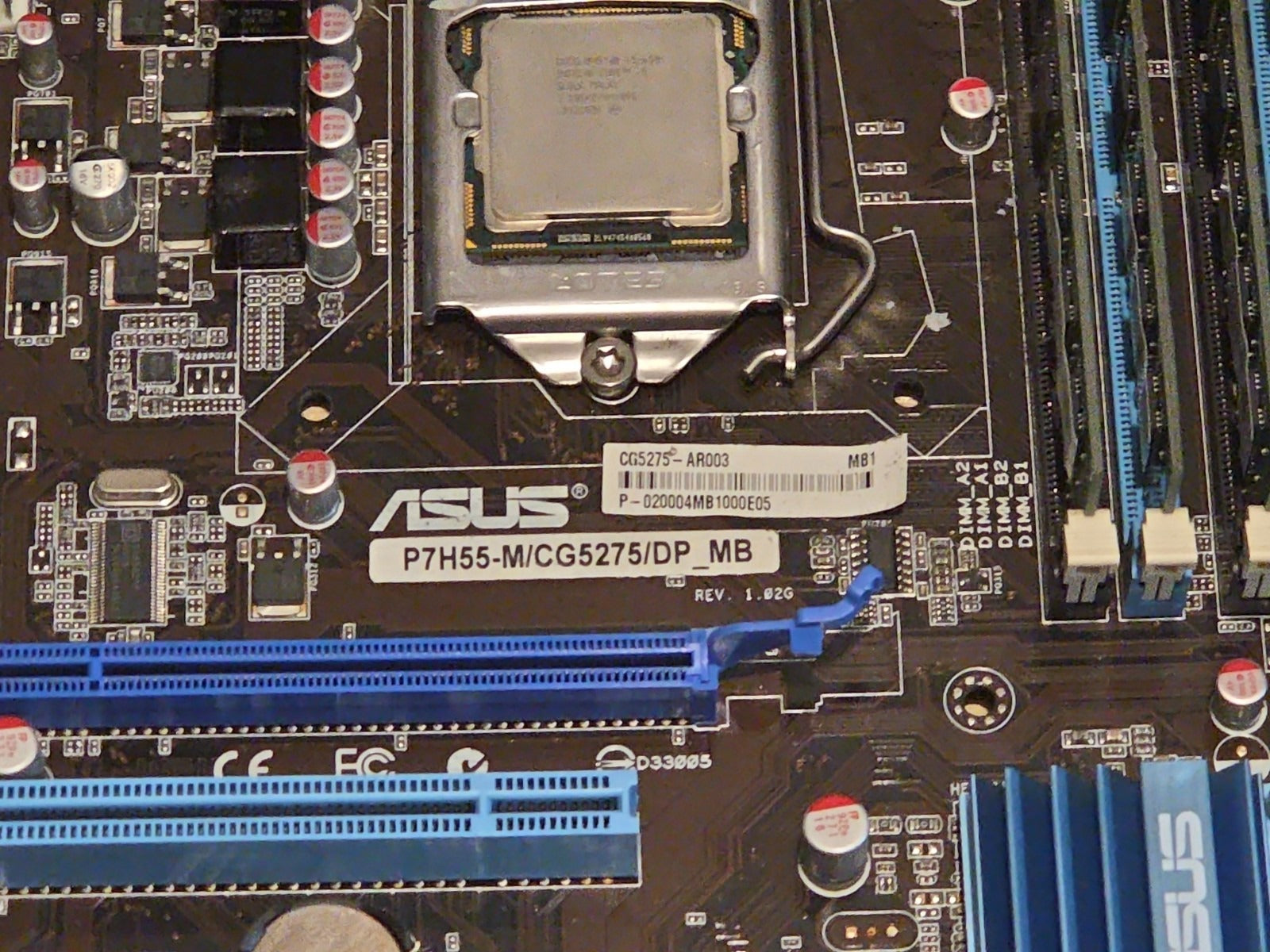 ASUS P7H55-M CG5275/DP DDR3 Desktop mATX Motherboard w/i5 CPU 8GB RAM I/O Plate