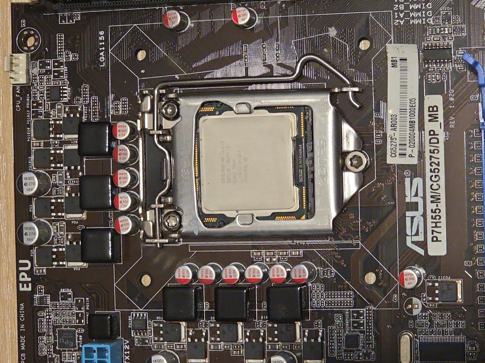 ASUS P7H55-M CG5275/DP DDR3 Desktop mATX Motherboard w/i5 CPU 8GB RAM I/O Plate