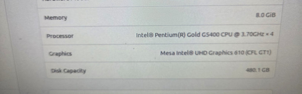 Generic Pentium Gold G5400 3.7GHz CPU 8GB RAM 480GB SSD InWin Chassis ITX PC