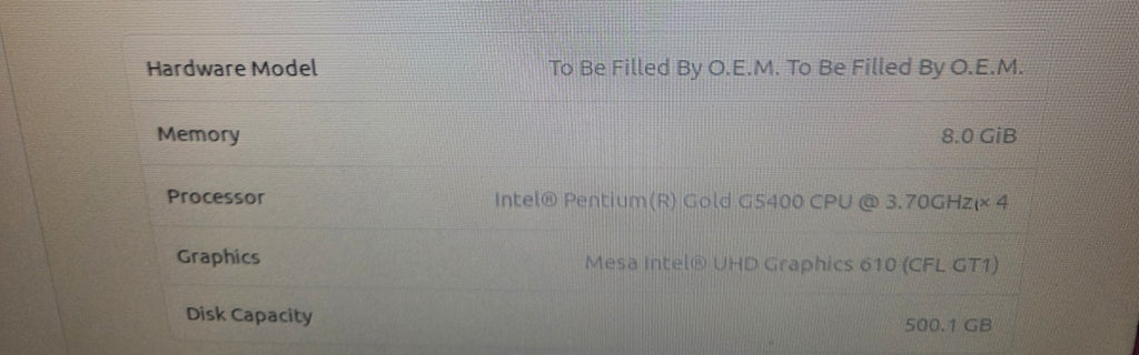 Generic Pentium Gold G5400 3.7GHz CPU 8GB RAM 500GB SSD InWin Chassis ITX PC