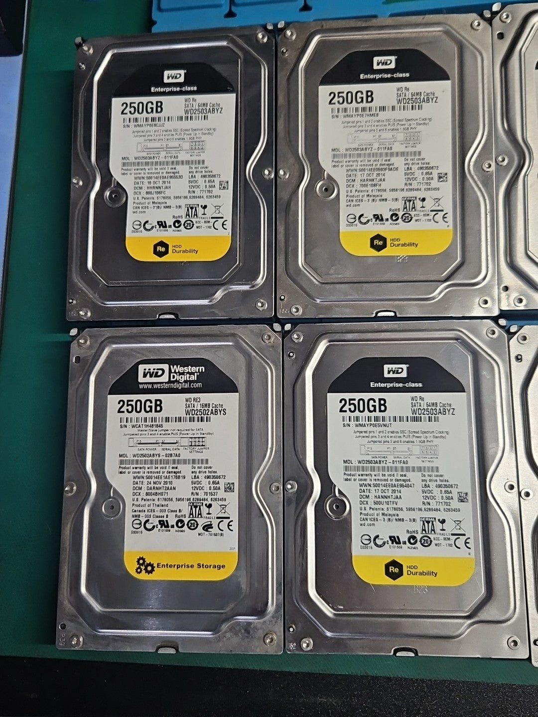 LOT 10 Western Digital WD2503ABYZ WD22503ABYX WD2502ABYS 250GB 7200RPM 3.5 HDDs