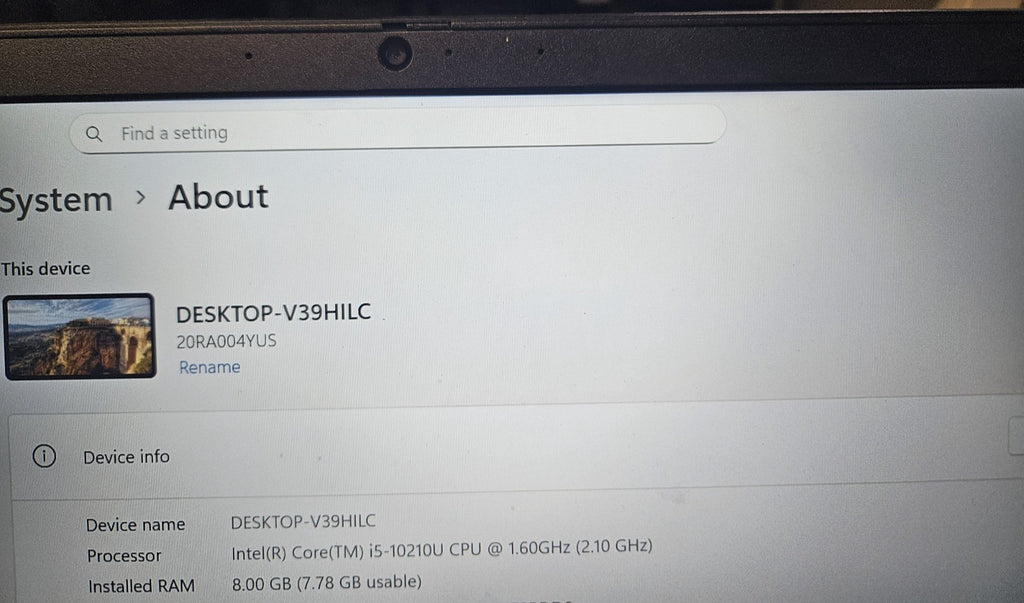 Lenovo ThinkPad E14 20RA 14" Core i5-10210U 1.6GHz CPU 8GB RAM 256GB SSD Laptop